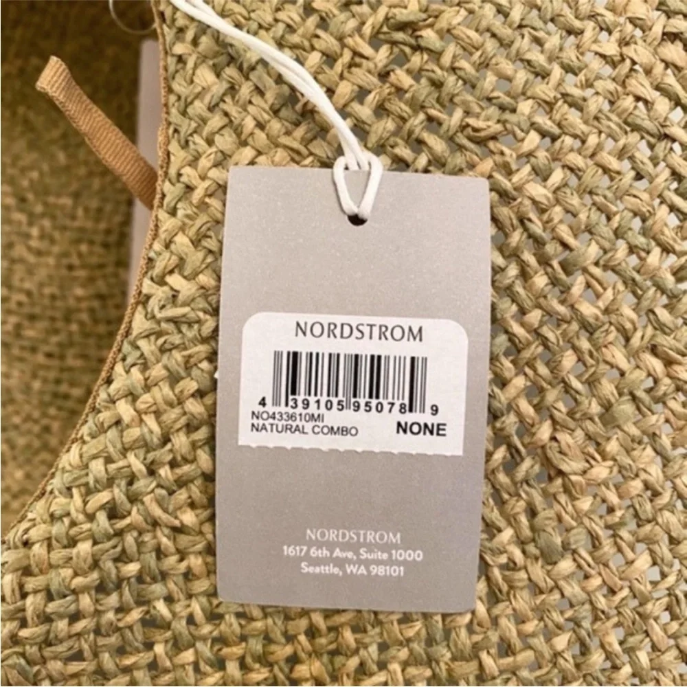 NEW Nordstrom Floppy Straw Sun Hat Natural Combo